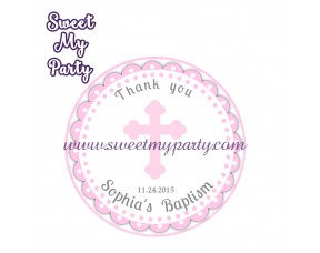 Girl Baptism stickers,Girl Christening thank you tags,(1)
